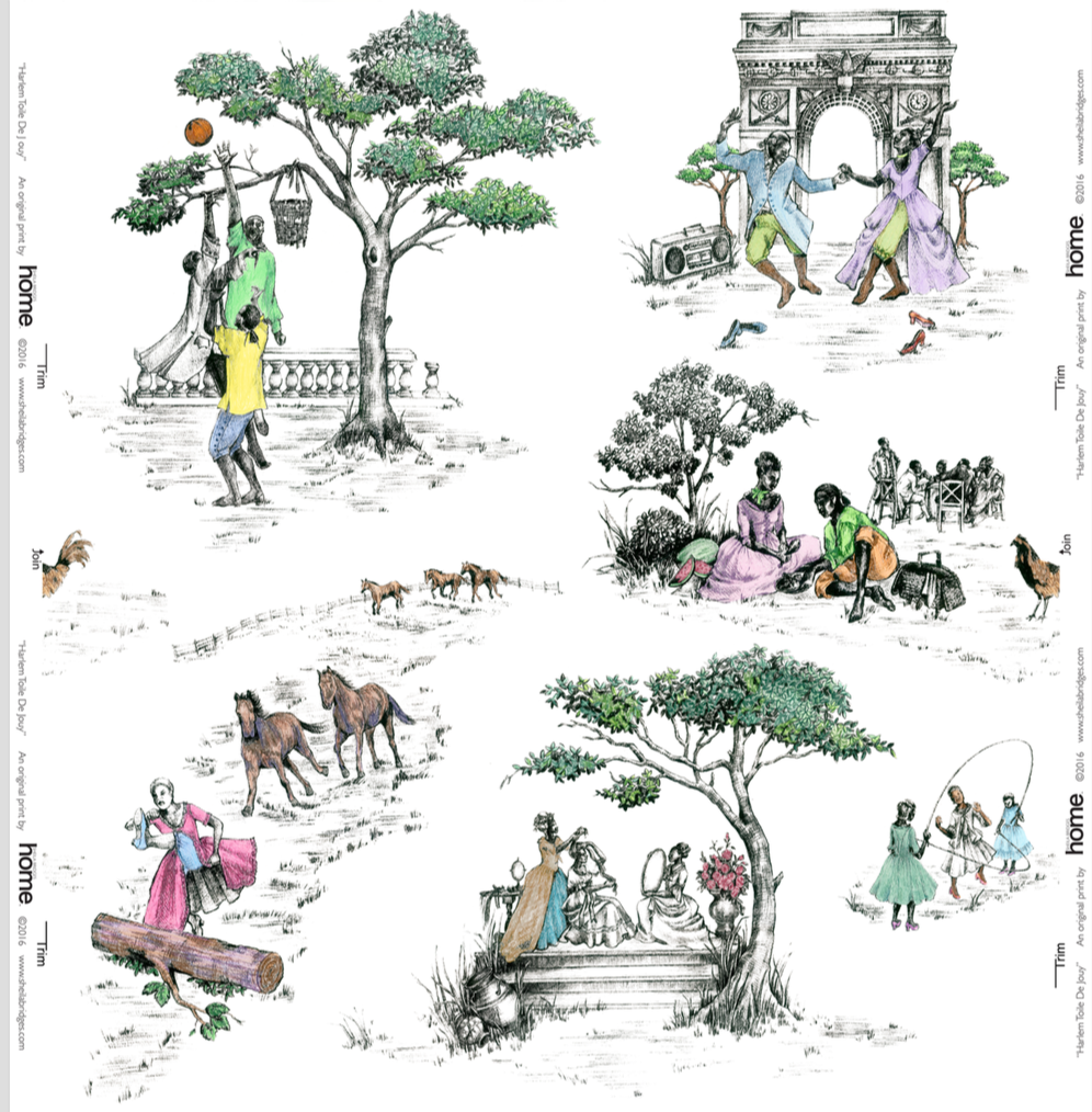 Harlem Toile de Jouy Hand Screened Wallpaper Samples - Sheila Bridges