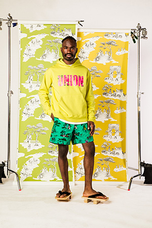 Harlem Toile men's hoodie and shorts